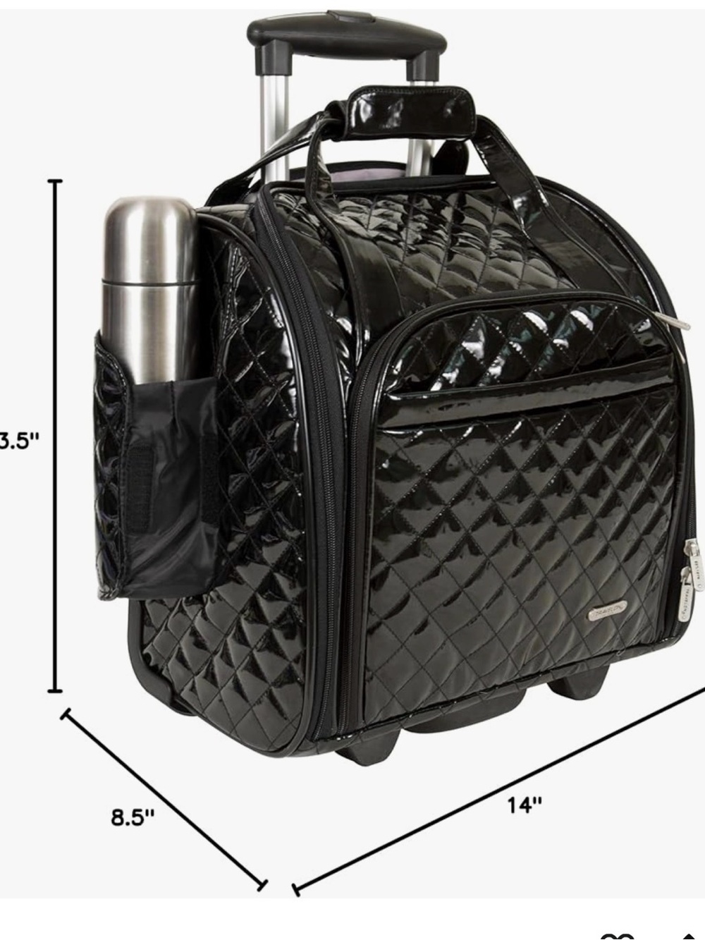 Travelon Quilted Wheeled Underseat Carry-On Bag in Black - Picture 5 of 7